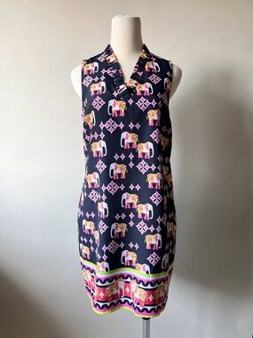 Crown & Ivy Petites Colourful Elephant Print Dress